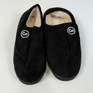 GO Comfort Black Suede Fleece Lined Slip On Slippers Women Size 42-43 US 10-11